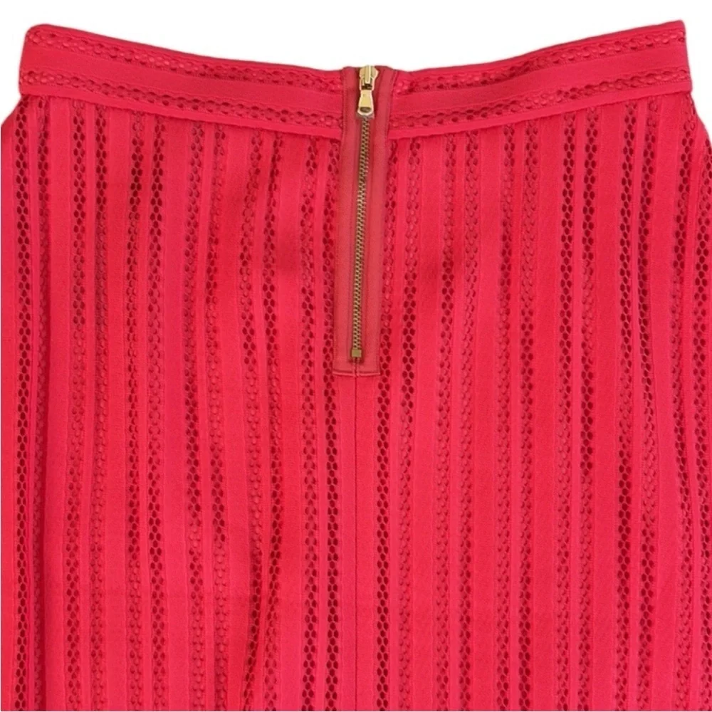 NWT J. Crew Striped Eyelet Skirt Bright Flame Size 2 - Picture 8 of 10